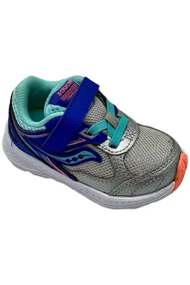 Sapato de corrida Saucony infantil meninas coesão 14 A/C prata/peri/turca - Imagem 1 de 3