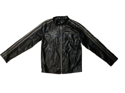 VTG Hard Edge Jacket Men's Size Medium Black Faux Leather Full Zip - Image 1 of 4