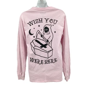 Spencers T Shirt Sz Small Pink Long Sleeve "Wish You Were Here" Graphic Print - Picture 1 of 7