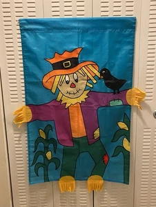 Vintage Scarecrow Garden Yard Flag Banner Fall Autumn Halloween Decor 43” x 28” - Picture 1 of 5