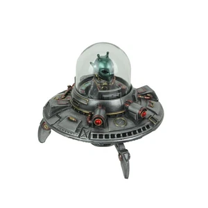 Luminescence Visitor UFO Flying Saucer Hand Painted Pewter Finish Statue - Picture 1 of 6