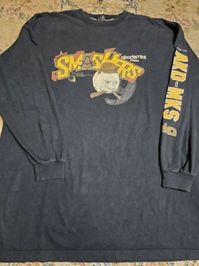 Vintage Y2K Akademiks Smashers Graphic T-Shirt 2XLT Tall Black Tee Longsleeve - Picture 1 of 6