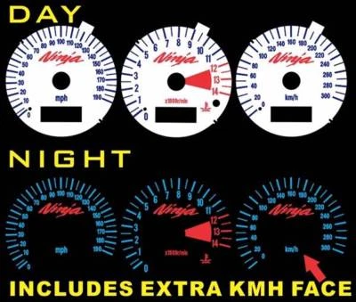 Indicadores de brillo para motocicleta Kawasaki ZX-9 R 2000-2003 MPH KMH cara blanca Foto 1 de 2
