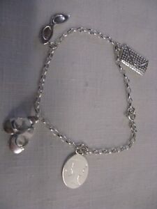 Vtg HMK MATTEL Sterling Silver 925 BARBIE 45th Anniversary Charm Bracelet 8"