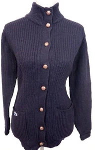 Maglione cardigan lana blu navy vintage IZOD LACOSTE per lei - piccolo - Foto 1 di 7