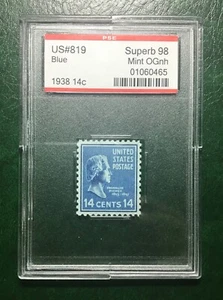 US #819 14c Pierce Blue Prexies Superb NH PSE Graded 98 ENCAPSULATED! - Picture 1 of 1