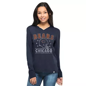 T-shirt NFL donna Chicago Bears retrò manica lunga con cappuccio morbida marca '47 - Foto 1 di 1