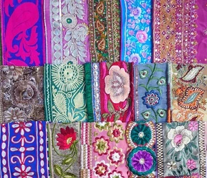 VERY RARE LOT Antique Vintage Sari LACE EDGING RIBBON 20 Pcs EMBROIDERED DS238 - Picture 1 of 7