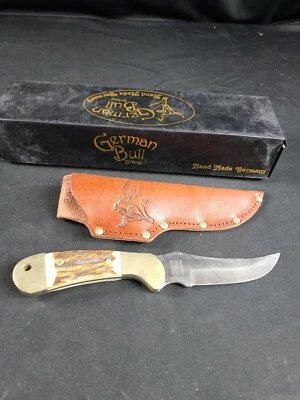 German Bull Genuine Stag Fixed Blade Sheath Knife w/ Sheath Handmade  - Image 1 of 4