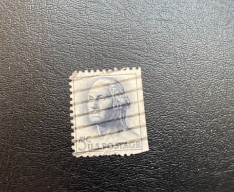 USA GEORGE WASHINGTON 5 CENT BLUE U.S POSTAGE STAMP (CANCELLED) Cover