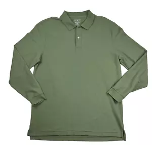 Polo LL Bean Shirt Adulto Large Verde Manica Lunga Cotone Uomo - Foto 1 di 7