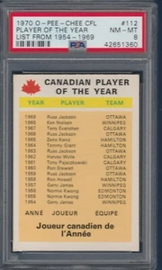 LISTA JUGADOR DEL AÑO 1954-69 1970 O-PEE-CHEE CFL 1970 Nº 112 PSA 8 27928 - Imagen 1 de 2