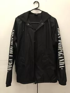 Obey Propaganda Button Up Black Nylon Hoodie Jacket skater street wear Sz S - Picture 1 of 5