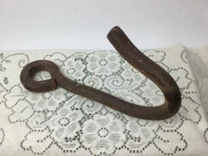 Vintage Industrial Primitive Rustic Barn Farm Hook Forged Iron Metal 10" Long - Picture 1 of 9