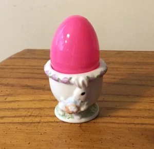 VINTAGE New MIDWEST Ceramic EASTER PETER RABBIT Egg Cup BUNNY Basket Eggs - Picture 1 of 10