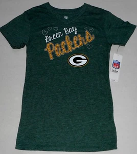 GREEN BAY PACKERS GIRLS SHORT SLEEVE T SHIRT M L XL GREEN COTTON BLEND NWT - Picture 1 of 1
