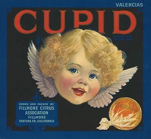 RARE OLD ORIGINAL 1920'S GOD OF LOVE "CUPID BRAND" BOX LABEL FILLMORE CALIFORNIA - Picture 1 of 1