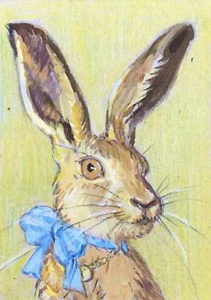 ACEO original gouaсhe animal painting Hare by LadaYatsenko - Picture 1 of 8