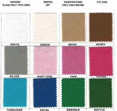 £3.99 Plain Felt Arts and Craft Fabric 100% Polyester 35" Wide M365 Mtex - Image 1 of 2