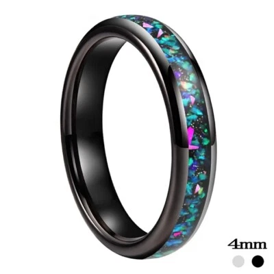 Anillo de carburo de tungsteno ópalo galaxia de 4 mm para hombres y mujeres ajuste cómodo Foto 1 de 4