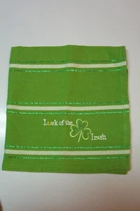St. Patrick's Day Dining Lime Green Napkins "Luck of Irish" Set of 4 Never Used - Picture 1 of 3