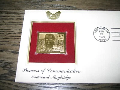 EADWEARD MUYBRIDGE COMMUNICATION PIONEER Gold Golden Cover FDC replica Stamp - Image 1 of 3