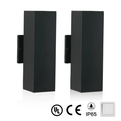 Paquete de 2 apliques negros para interiores modernos para porche exterior luces LED arriba abajo accesorios de pared Foto 1 de 4