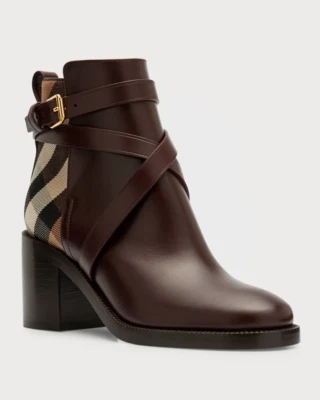 BOTAS/BOTINES A CUADROS 100% AUTÉNTICOS NUEVOS MUJER BURBERRY PRYLE CUERO MARRÓN UE 40/US 10 Foto 1 de 4