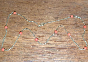 Cadena de oro .585 de ensueño con cuentas de coral vintage ¡MIRA!!! - Imagen 1 de 2