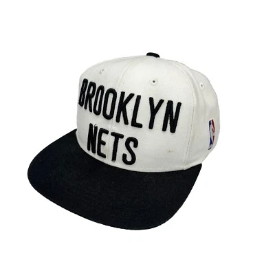 Brooklyn Nets Mitchell & Ness NBA Acrylic Snapback Hat Black White - Image 1 of 4