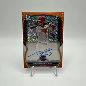 2023 Bowman 1st Nikau Pouaka-Grego Auto 12/25 CPA-NP Arancione Luccichio Parallelo SP - Foto 1 di 2