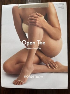 Nordstrom Open Toe Pantyhose Comfort Control Top Size A Soft Taupe Pantyhose - Picture 1 of 3
