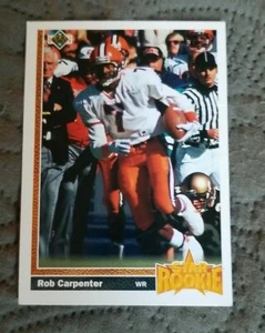 Tarjeta de fútbol americano 1991 Upper Deck #14 novato Rob Carpenter - Cleveland Browns  - Imagen 1 de 2