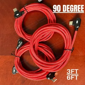 3 Pack 60W 6FT 90 Degree Angle USB-C Cable PD Fast Charger Data Charging Cord - Picture 1 of 11