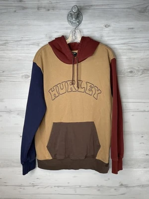 Sudadera con Capucha Hurley Para Hombres Grande Bronceado Borgoña Bloques de Color Polar Sudadera Pullover Foto 1 de 4