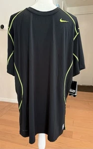 NEW! Nike Pro Combat Dri-Fit Fitted SS T-Shirt 2XL Black w/ Yellow trim NWT! - Picture 1 of 20