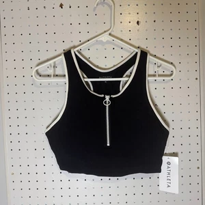 Athleta Synergy Rib Zip Front BH Damen XL schwarz Racerback Performance neu mit Etikett - Bild 1 von 7