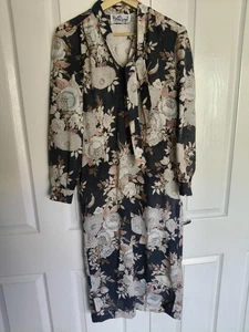 VESTIDO VINTAGE SAINT LORI NEGRO CREMA - UK Talla 10 - Imagen 1 de 2