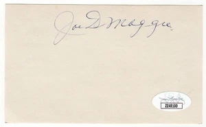 Joe DiMaggio Signed Autographed 3X5 Index Card Yankees Legend HOFer JSA ZZ48100 - Picture 1 of 2