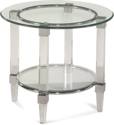 Cristal Round End Table in Acrylic and Chrome Finish - Image 1 of 2