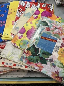 Huge Lot of Vintage Flat Fold Gift Wrapping Paper Current Animals Mickey Mouse - Picture 1 of 16