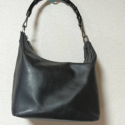 GUCCI Bamboo Leather Hand Bag Black Rank AB No.000/0531/001998 - Image 1 of 4