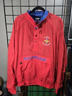 Vintage Ford Mustang Windbreaker Parka Hooded Jacket Large 90s - Image 1 of 4