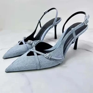 Nuevos zapatos de salón estilo callejero con hebilla y correa de tacón alto delgado banquete con cordones para fiesta - Imagen 1 de 18
