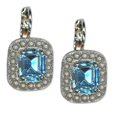 Earrings by Mariana Woman Charming Aquamarine and Pearl Swarovski Crystals - Image 1 of 4