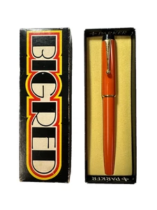 Vintage Parker Großer Roter Kugelschreiber • Gold Clip Trim • Original Box • Orange - Bild 1 von 9