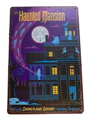 Cartel de metal vintage de HUNTED MANSION arte de pared recuerdo de Disneyland 8x12" Foto 1 de 4