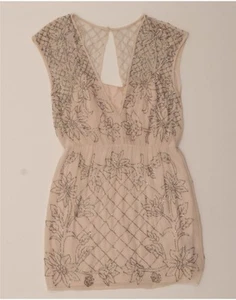 NEEDLE & THREAD Womens Sleeveless Sheath Dress UK 12 Medium Pink Floral BB05 - Picture 1 of 3