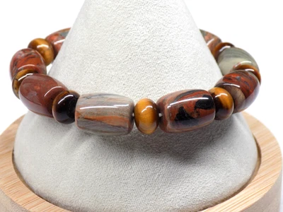 Jay King Tiger's Eye Mookaite 碧玉弹力手链 925 纯银 DTR 7 — 第 1/4 张图片