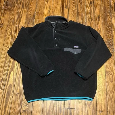 Suéter De Colección Patagonia Para Hombres L Negro Synchilla Snap-T Pullover Y2K Polar Sherpa Foto 1 de 4